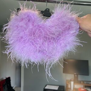 Purple Chanel Faux Feather Top
